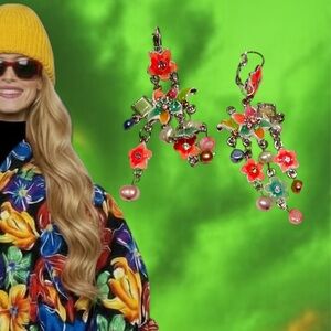 Floral Multicolor Dangle Earrings